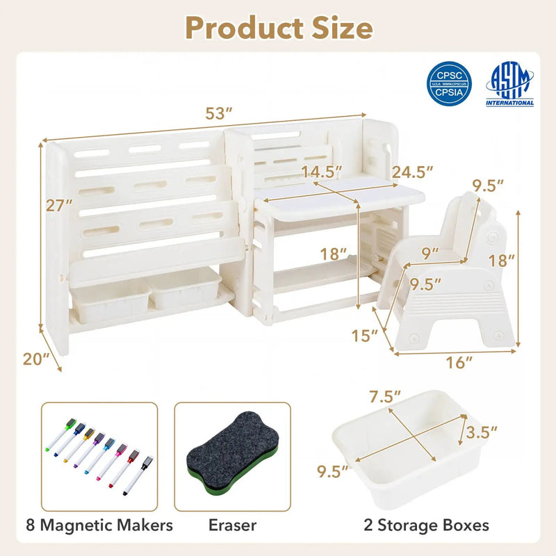 Kids Writing Desk and Chair Set with Side Bookshelves by DirectDeals