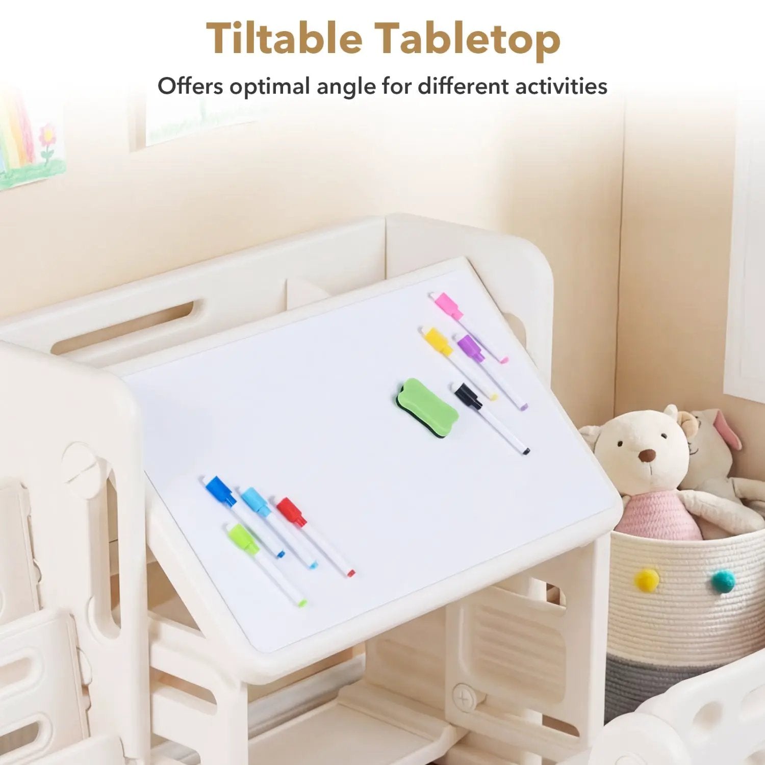 Kids Writing Desk and Chair Set with Side Bookshelves by DirectDeals