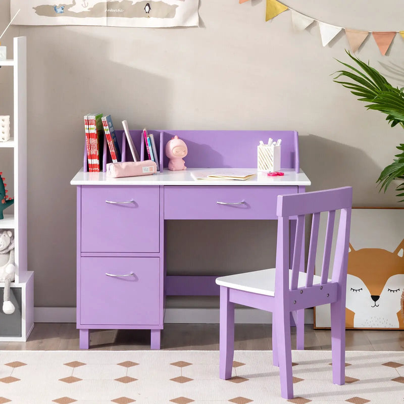 Kids Wooden Writing Furniture Set with Drawer and Storage Cabinet by DirectDeals