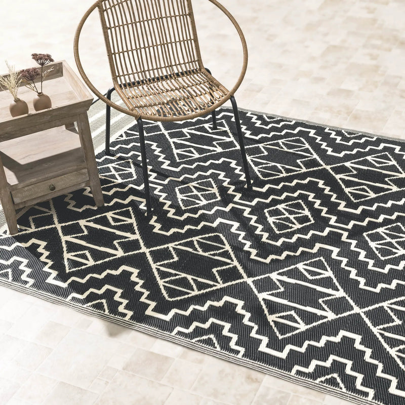 Kilimanjaro - Black Outdoor Rug for Patio FINAL SALE by Fab Habitat
