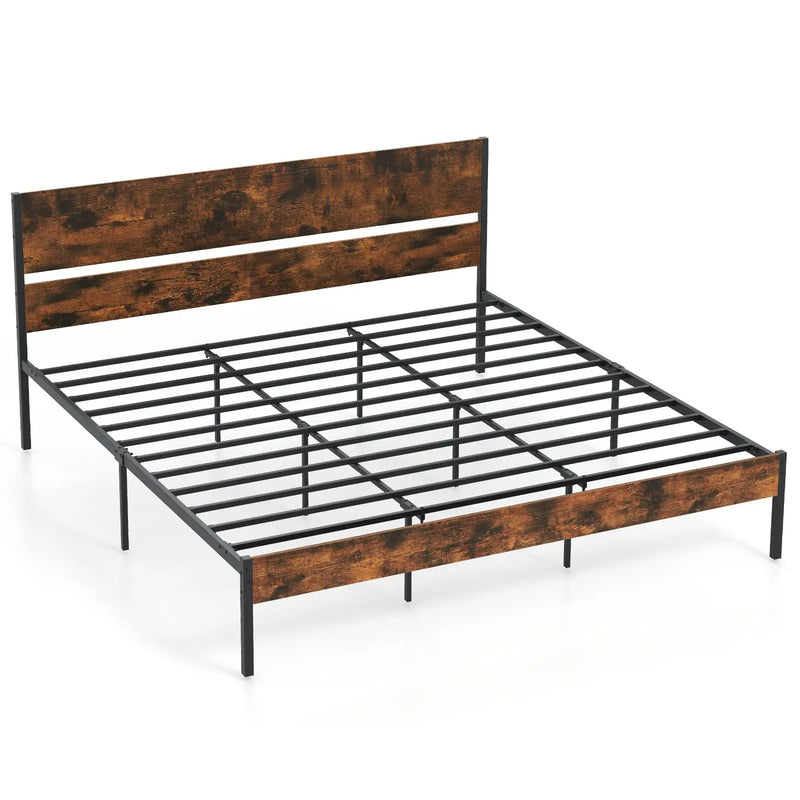 Twin/Full/Queen/King Metal Bed Frame with Wooden Headboard and Footboard-King Size by DirectDeals