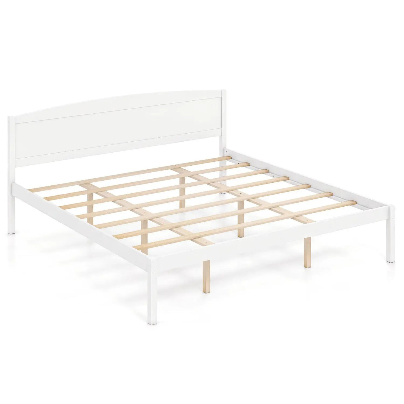 King Size Wooden Platform Bed Frame with Curved Headboard by DirectDeals