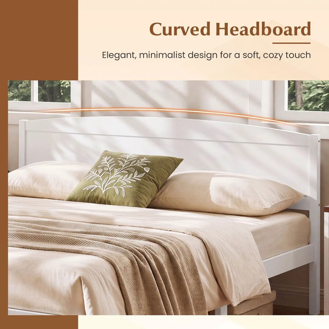 King Size Wooden Platform Bed Frame with Curved Headboard by DirectDeals