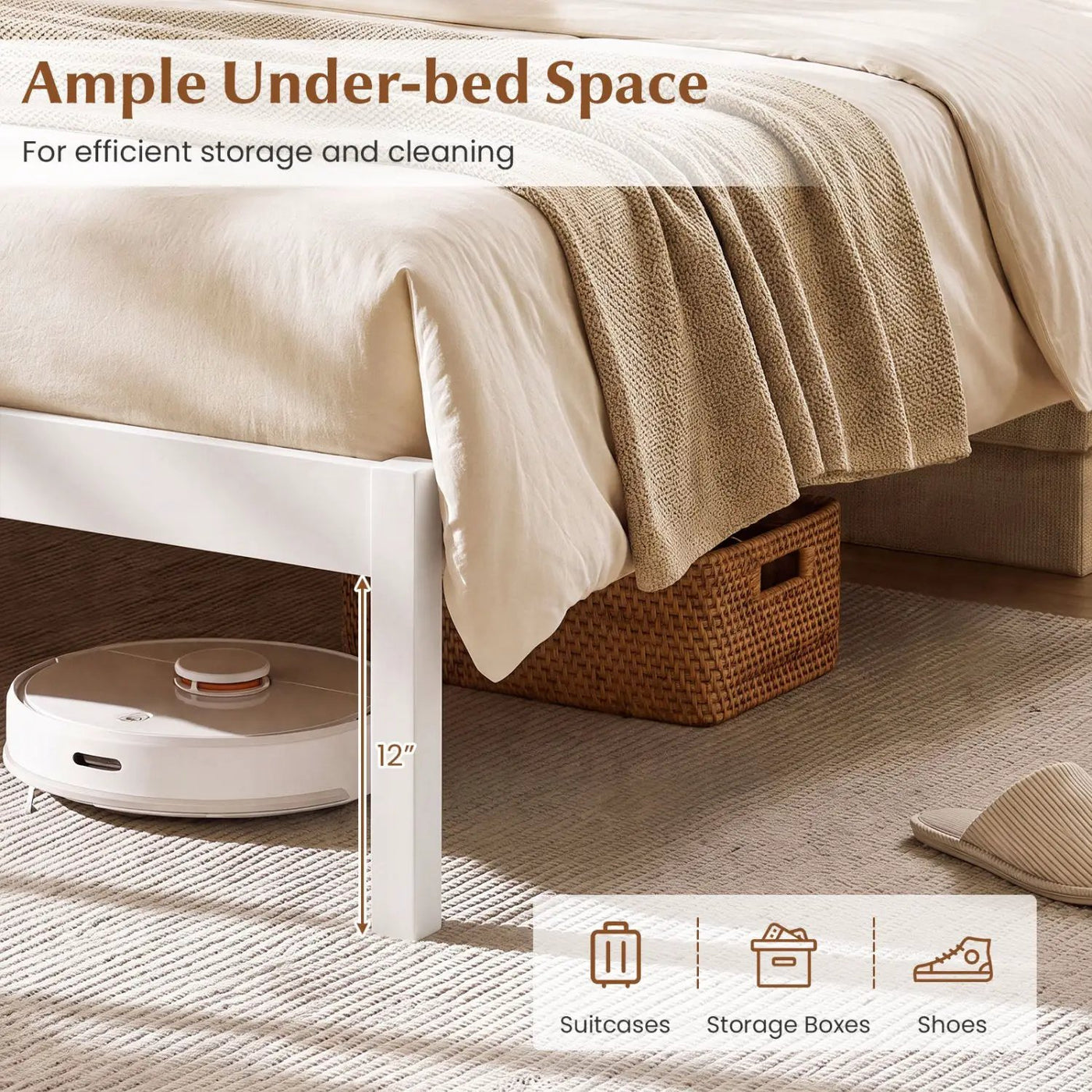 King Size Wooden Platform Bed Frame with Curved Headboard by DirectDeals