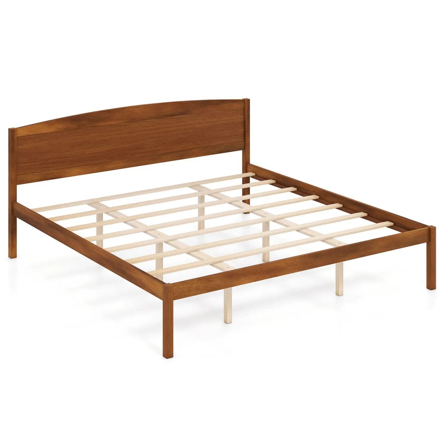 King Size Wooden Platform Bed Frame with Curved Headboard by DirectDeals