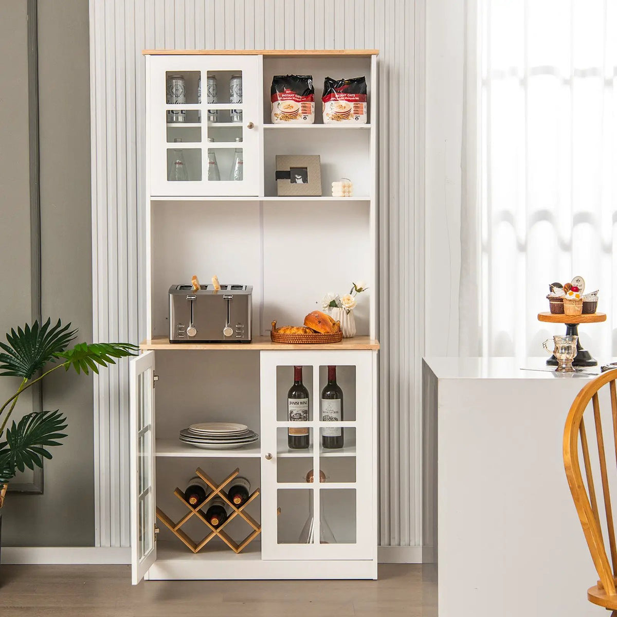 72 Inch Freestanding Pantry Cabinet with Hutch and Adjustable Shelf, photo 2 of 16
