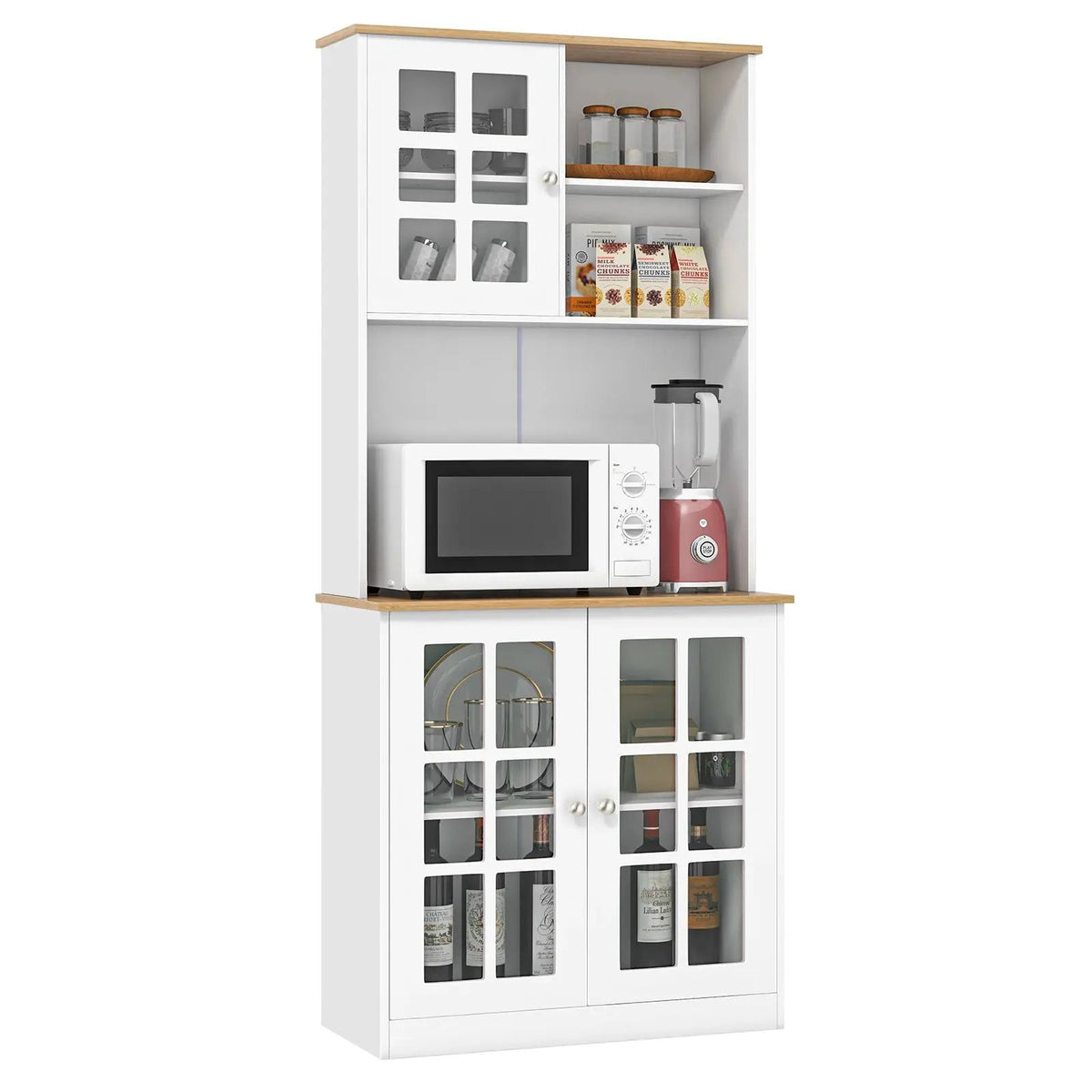 72 Inch Freestanding Pantry Cabinet with Hutch and Adjustable Shelf, photo 6 of 16