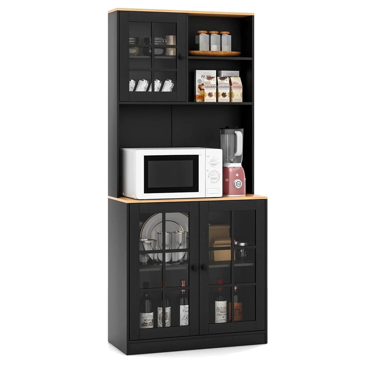 72 Inch Freestanding Pantry Cabinet with Hutch and Adjustable Shelf, photo 5 of 16