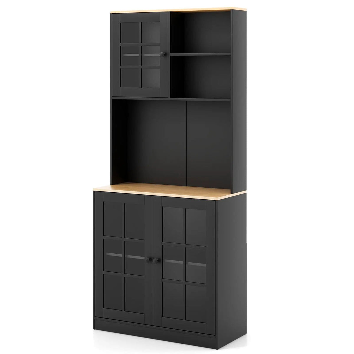 72 Inch Freestanding Pantry Cabinet with Hutch and Adjustable Shelf, photo 7 of 16