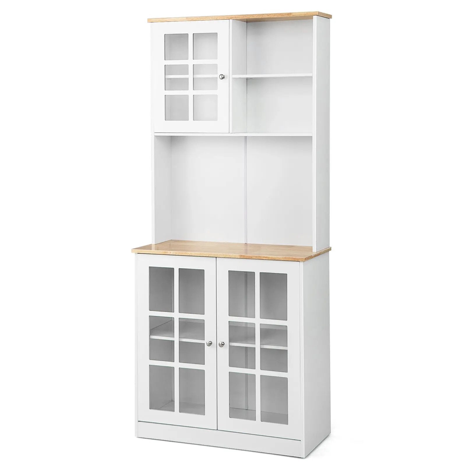 72 Inch Freestanding Pantry Cabinet with Hutch and Adjustable Shelf by DirectDeals