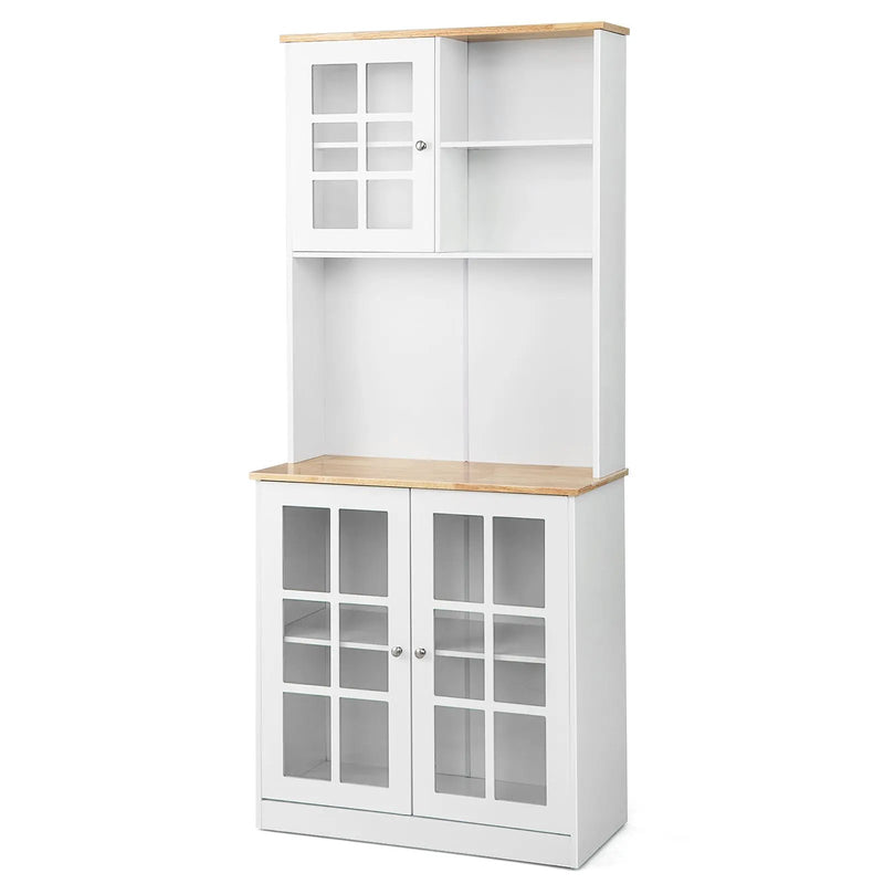 72 Inch Freestanding Pantry Cabinet with Hutch and Adjustable Shelf by DirectDeals