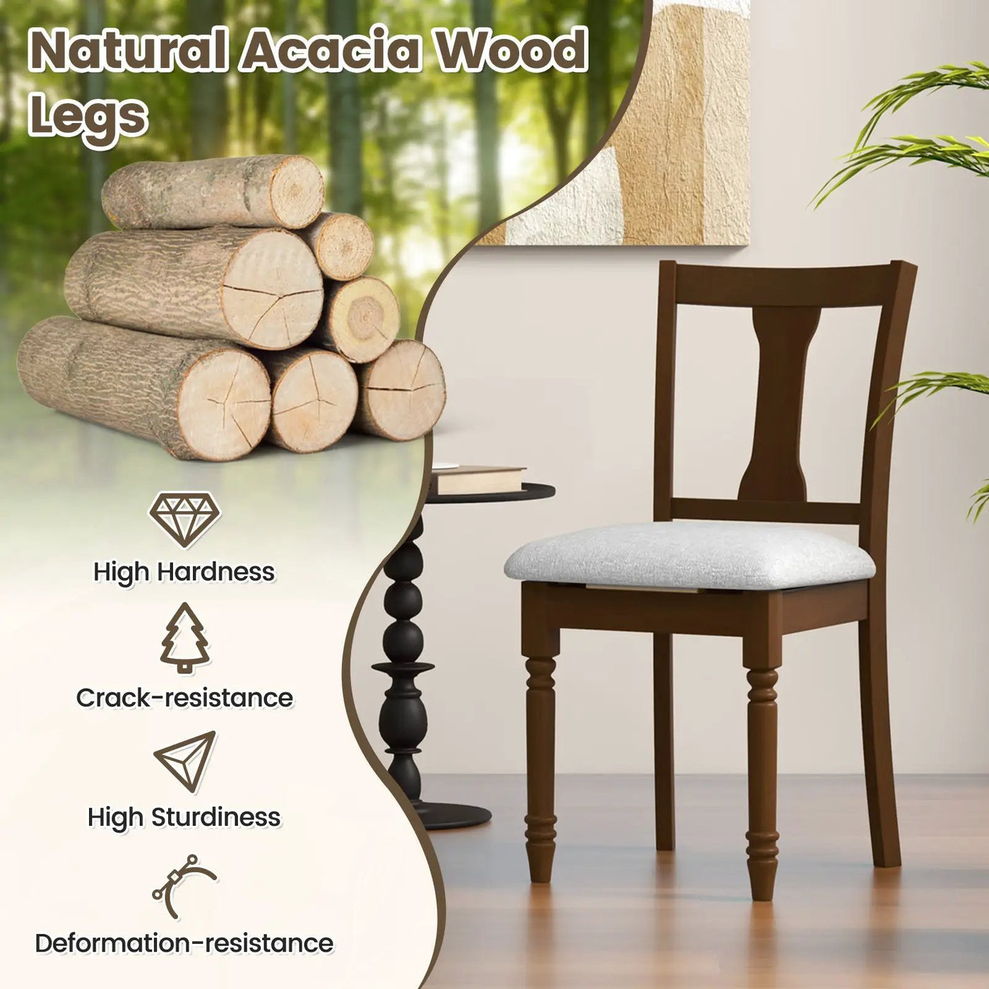 Set of 2 Kitchen Dining Chair with Linen Fabric and Storage Space by DirectDeals