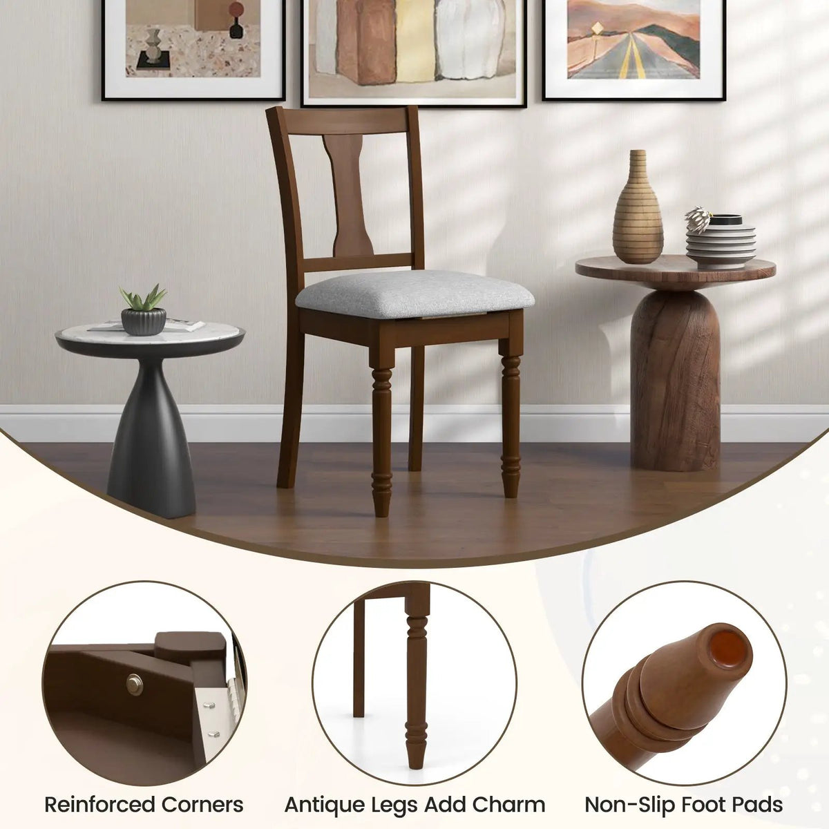 Set of 2 Kitchen Dining Chair with Linen Fabric and Storage Space by DirectDeals