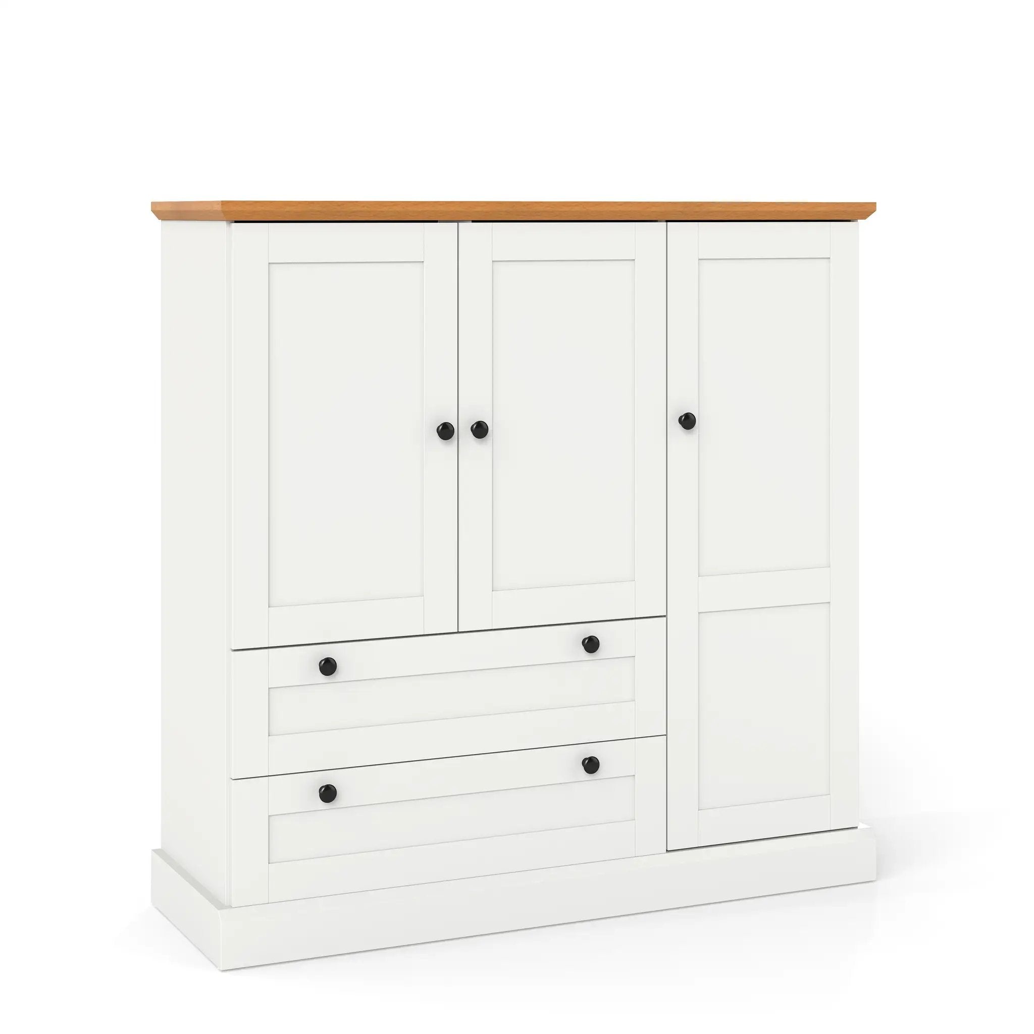 47.5 Inch Kitchen Freestanding Storage Cabinet with 3 Doors and 2 Large Drawers-White by DirectDeals