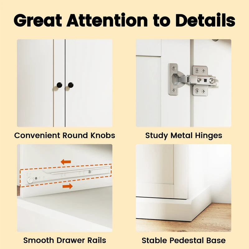 47.5 Inch Kitchen Freestanding Storage Cabinet with 3 Doors and 2 Large Drawers-White by DirectDeals