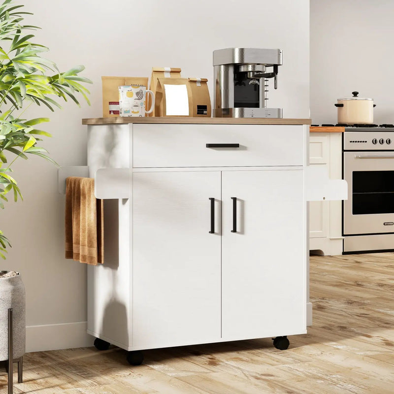 Kitchen Island Cart Rolling Kitchen Storage Island with Drawer-White by DirectDeals