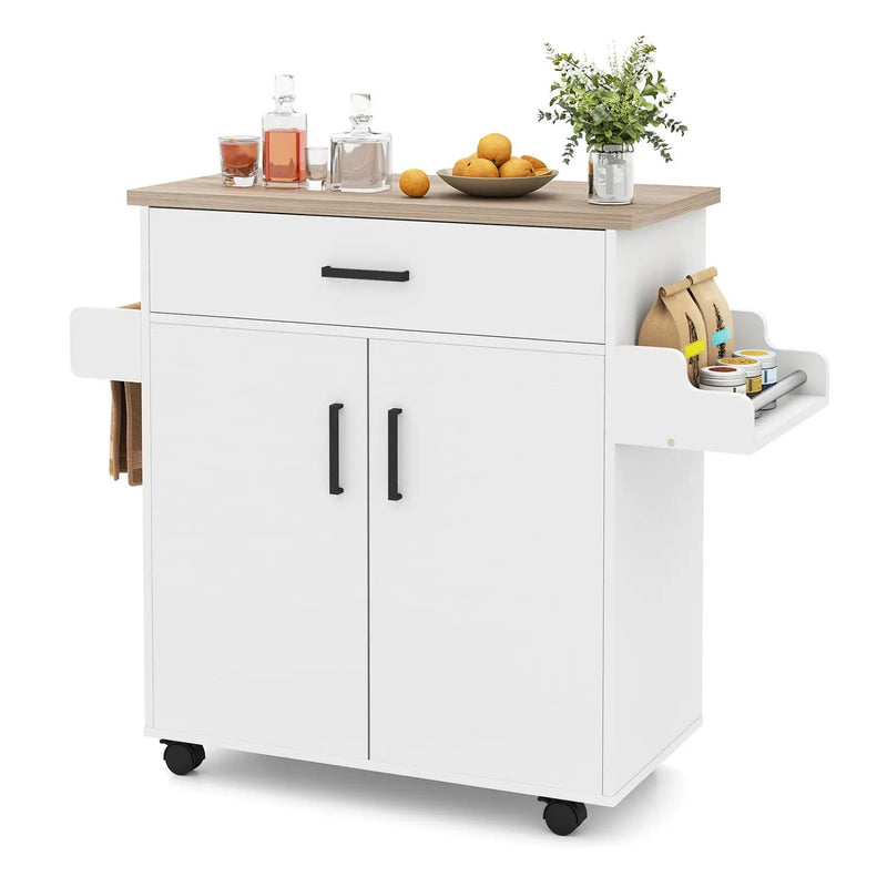 Kitchen Island Cart Rolling Kitchen Storage Island with Drawer-White by DirectDeals
