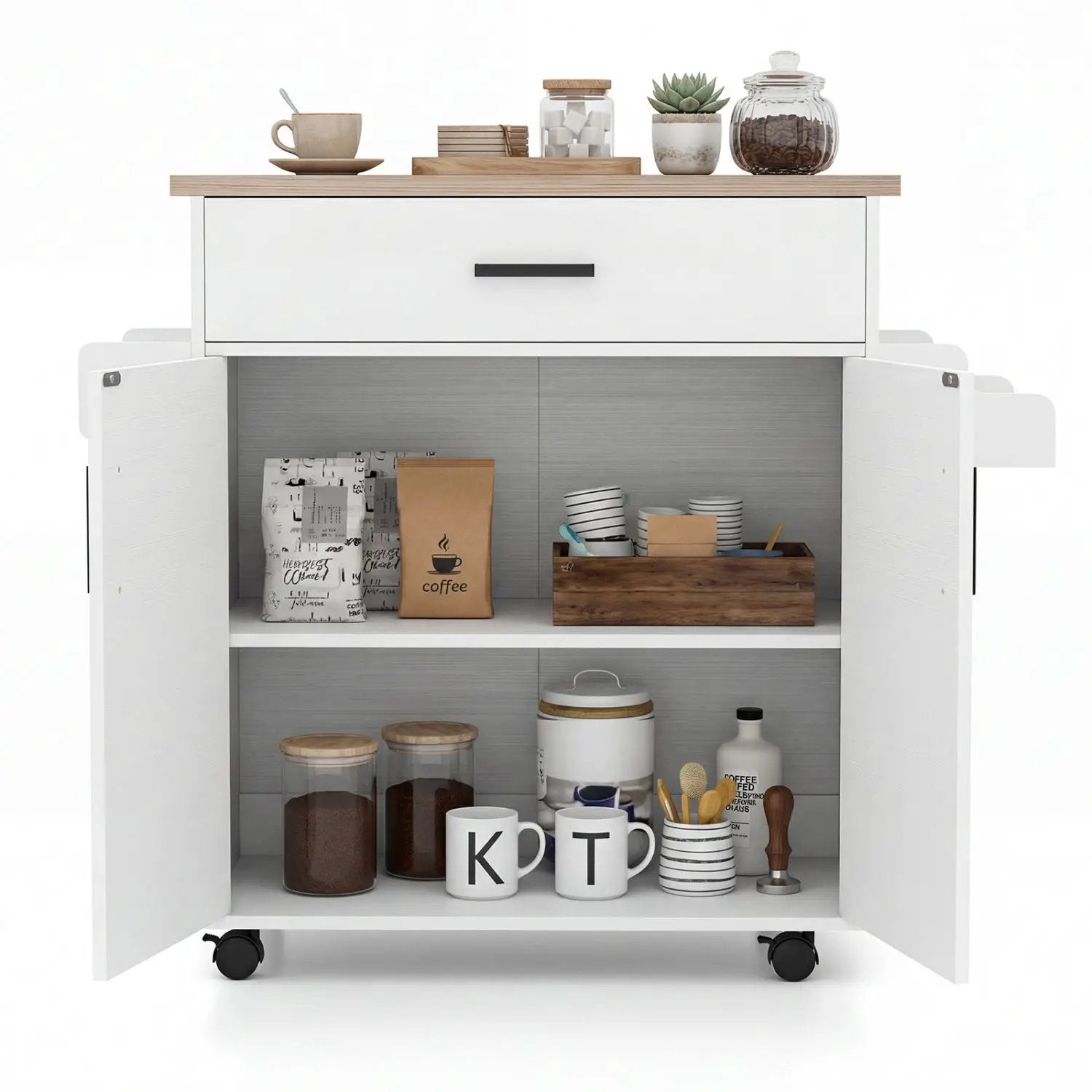 Kitchen Island Cart Rolling Kitchen Storage Island with Drawer-White by DirectDeals