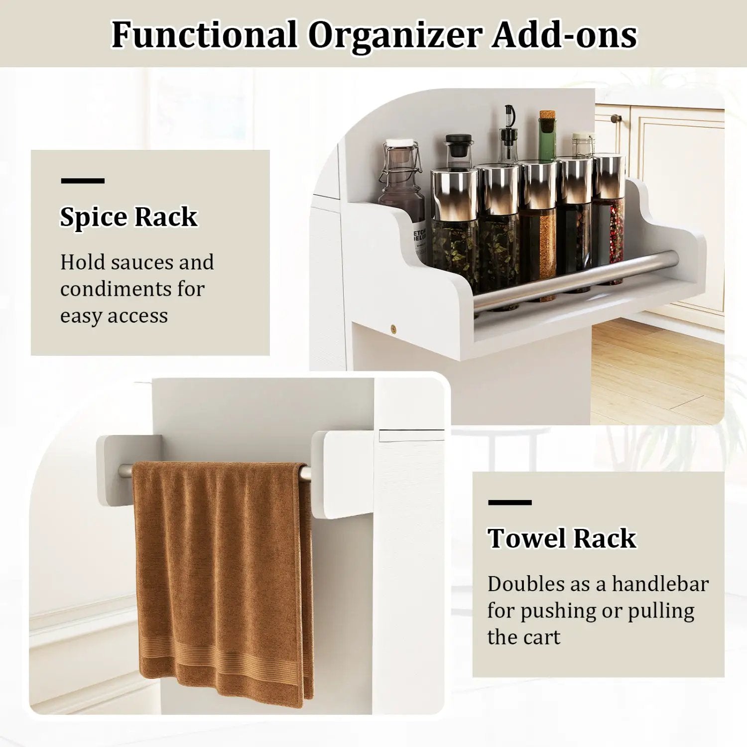 Kitchen Island Cart Rolling Kitchen Storage Island with Drawer-White by DirectDeals