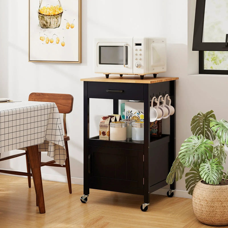 Rolling Kitchen Island Cart with Drawer and Side Hooks by DirectDeals