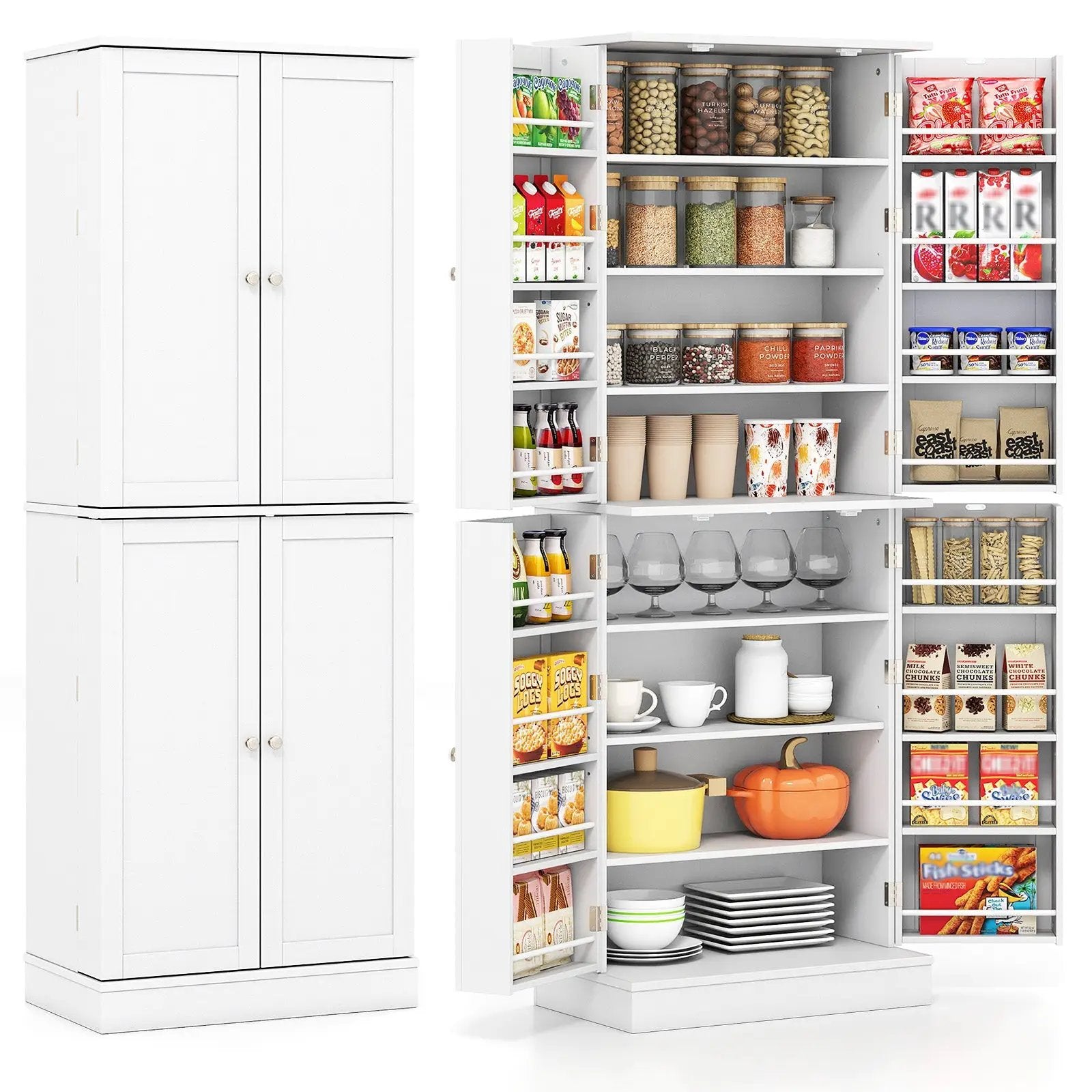 Kitchen Pantry Cabinet 65.5 Inch Freestanding Tall Buffet Cupboard by DirectDeals