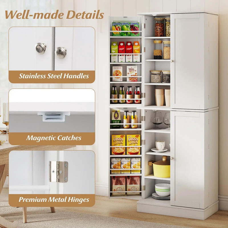 Kitchen Pantry Cabinet 65.5 Inch Freestanding Tall Buffet Cupboard by DirectDeals