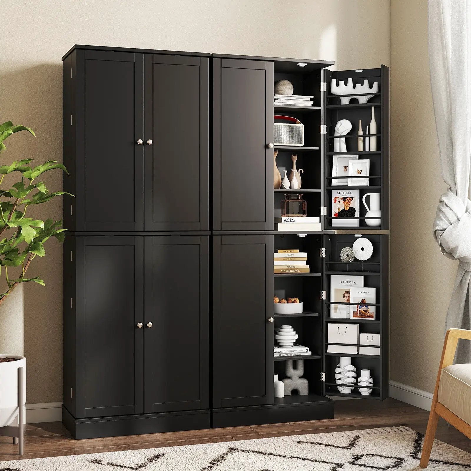 Kitchen Pantry Cabinet 65.5 Inch Freestanding Tall Buffet Cupboard by DirectDeals