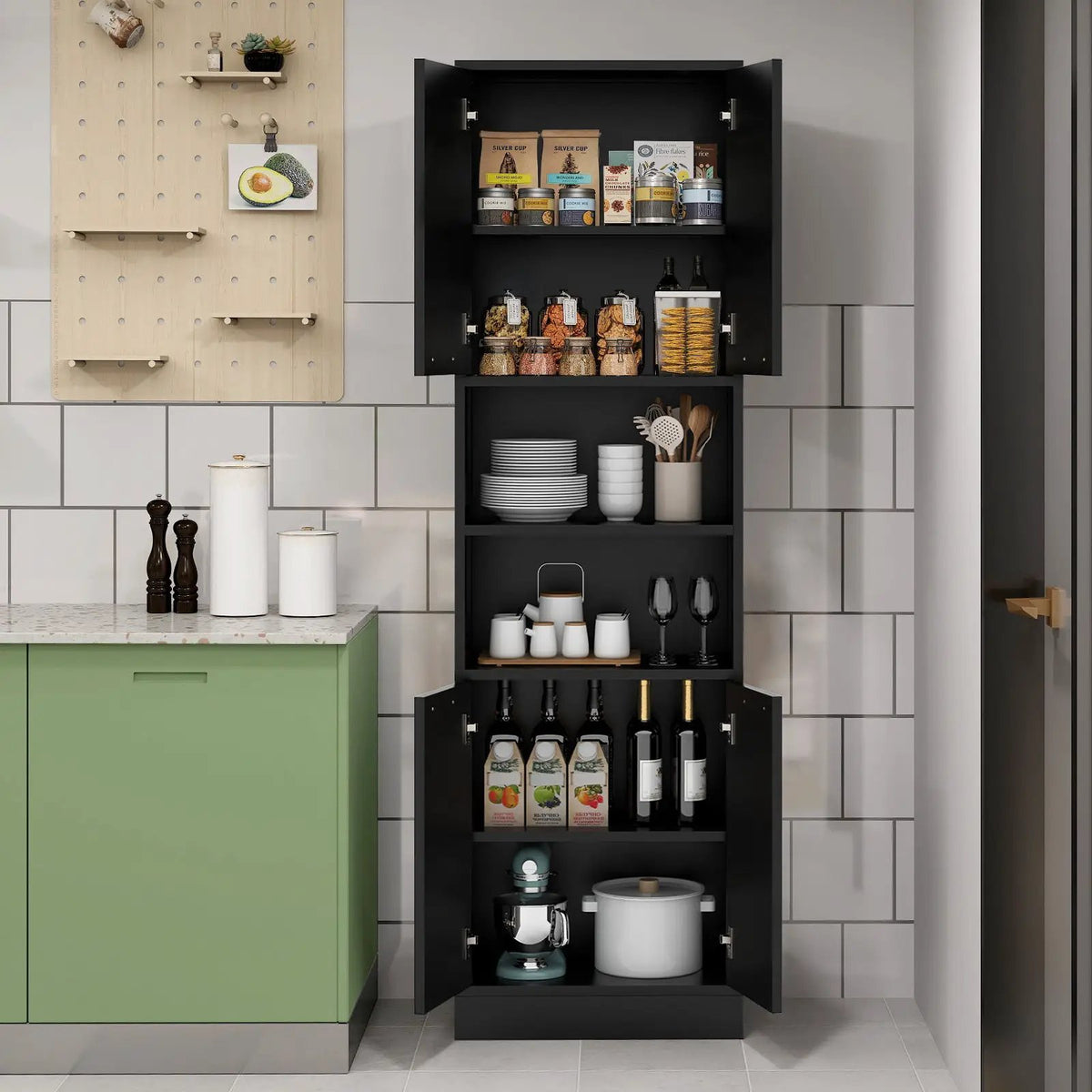 75 Inch Kitchen Pantry Cabinet Tall Cupboard with Doors and Shelves, photo 2 of 10