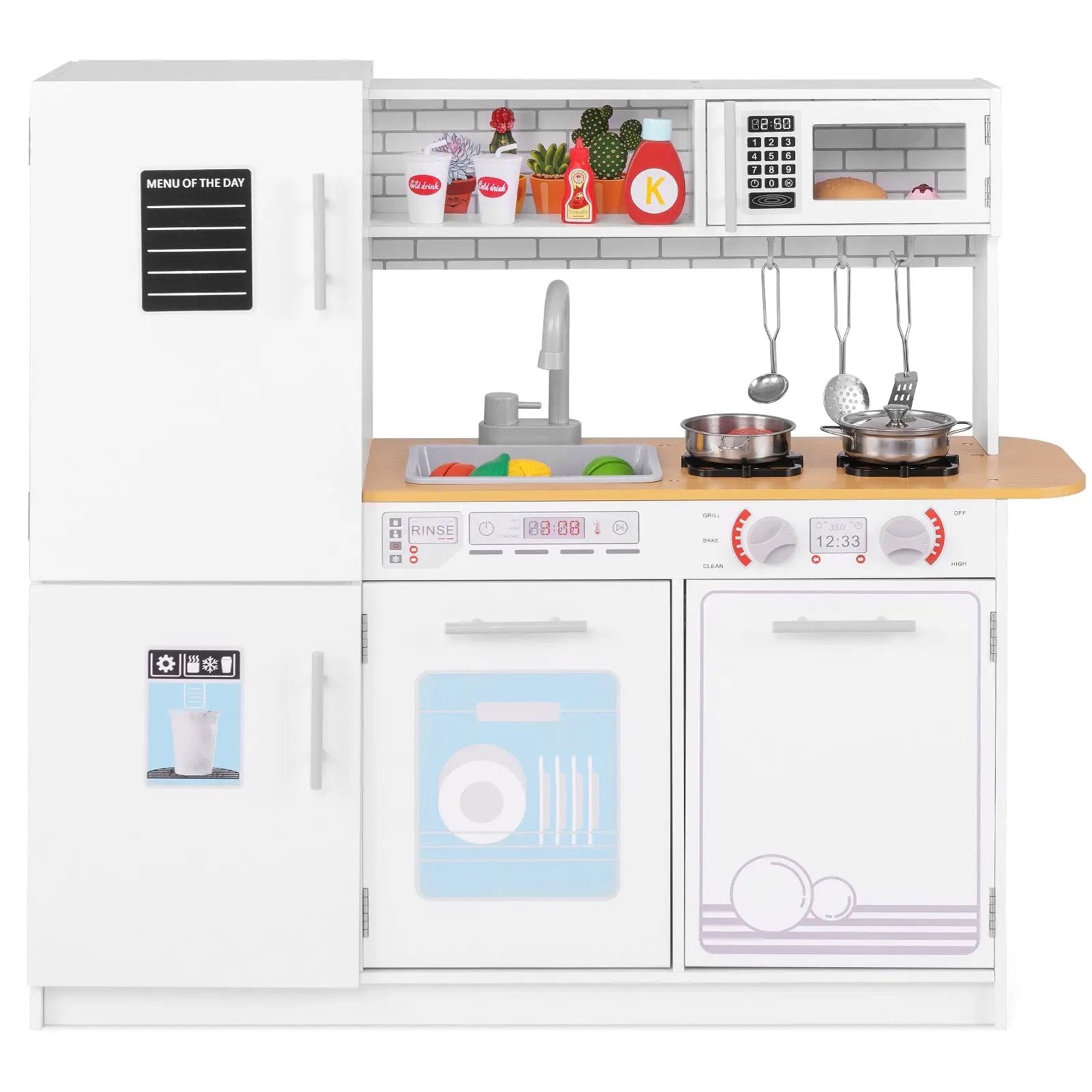 Toddler Pretend Play Kitchen Toy with Stove for 3+ Boys and Girls-White by DirectDeals