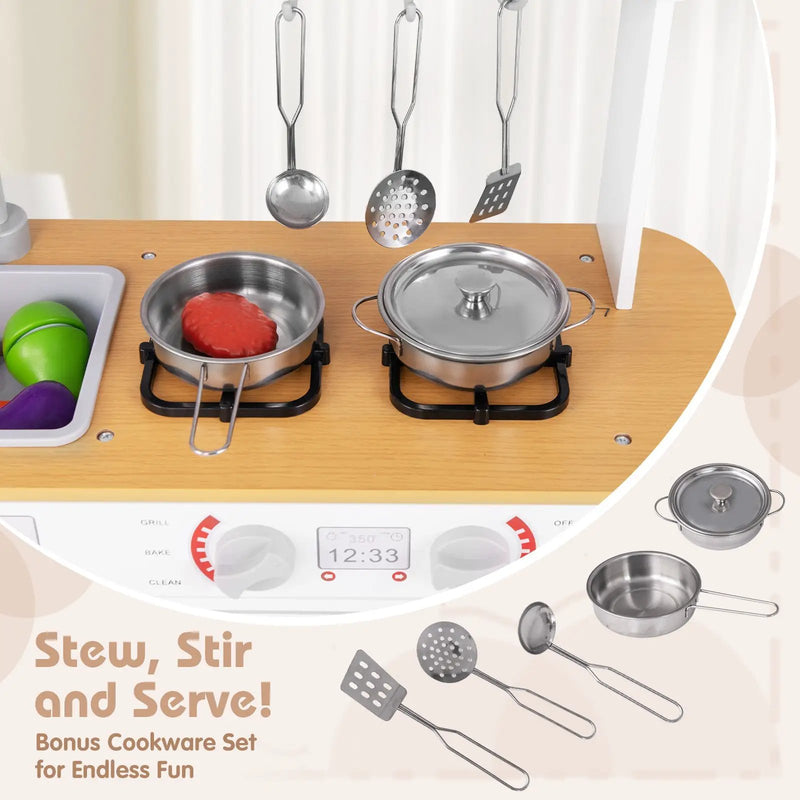 Toddler Pretend Play Kitchen Toy with Stove for 3+ Boys and Girls-White by DirectDeals