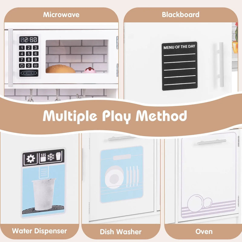 Toddler Pretend Play Kitchen Toy with Stove for 3+ Boys and Girls-White by DirectDeals