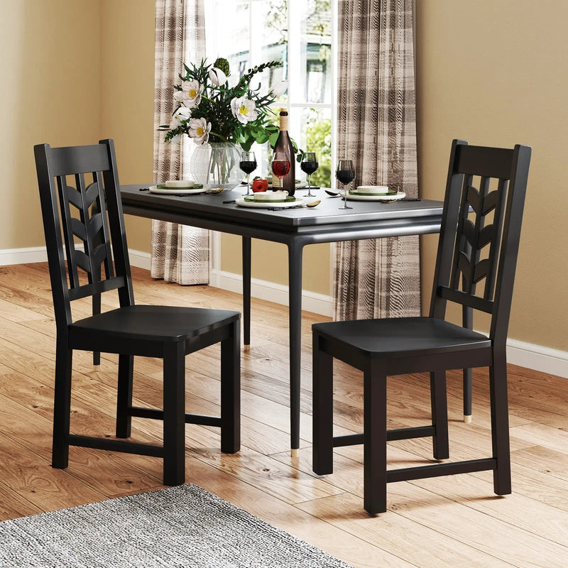 Kitchen Side Dining Chair Set of 2 with Rubber Wood Frame by DirectDeals