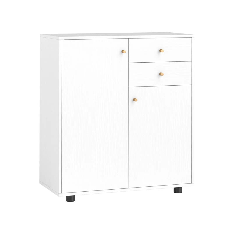 Kitchen Sideboard Buffet Cabinet Coffee Bar Cabinet with 2 Drawers 2 Doors and 3 Adjustable Shelves-White by DirectDeals