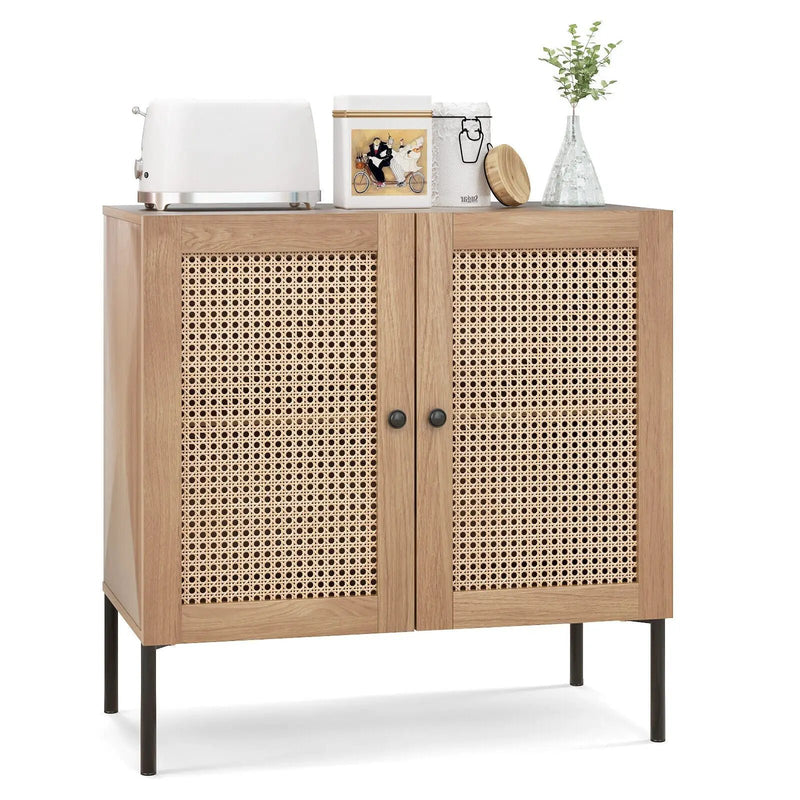 Kitchen Sideboard with 2 Rattan Doors and Adjustable Shelf by DirectDeals