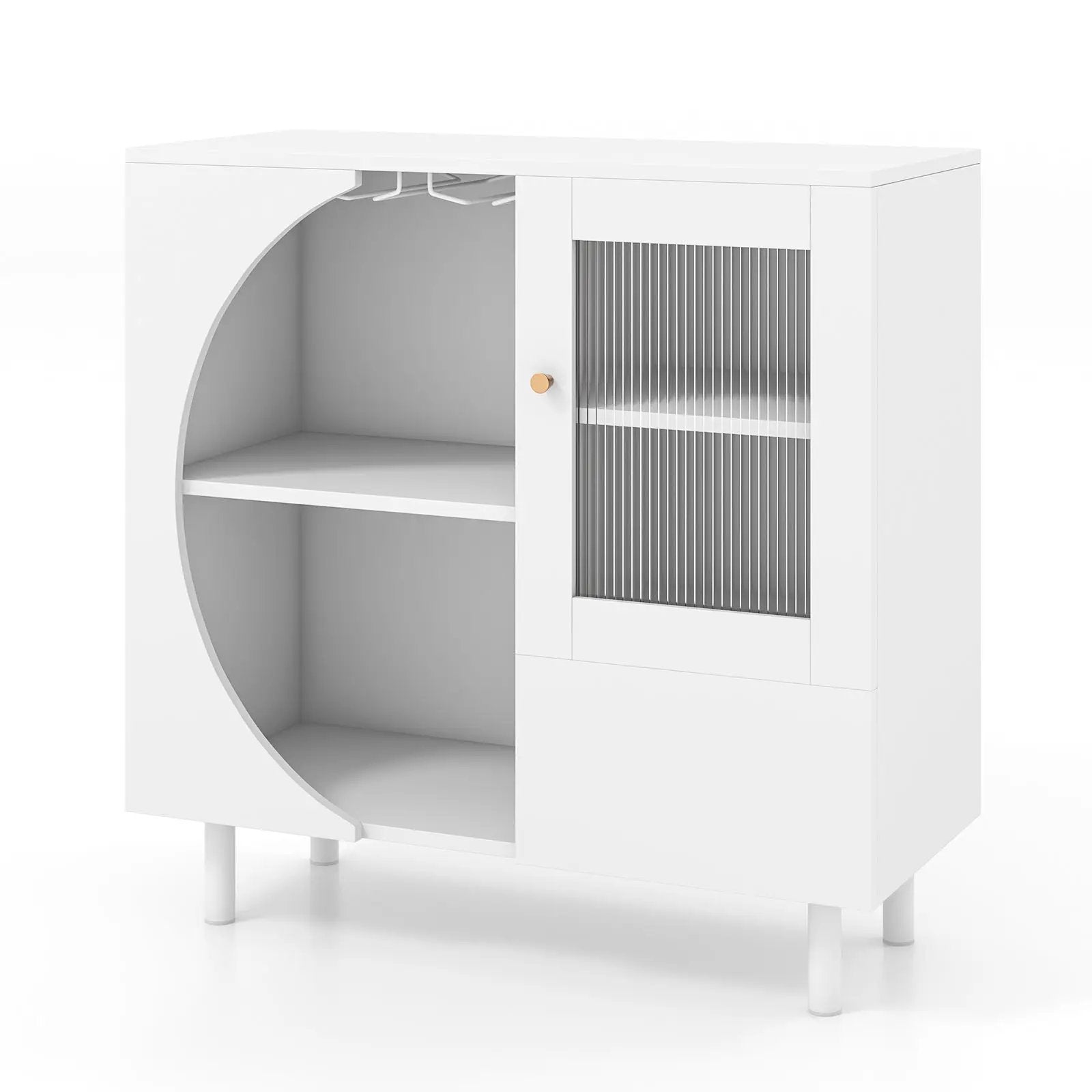 Kitchen Sideboard with Glasses Holder for Living Room Dining Room-White by DirectDeals