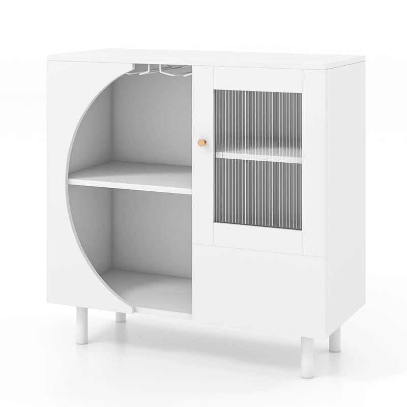Kitchen Sideboard with Glasses Holder for Living Room Dining Room-White by DirectDeals