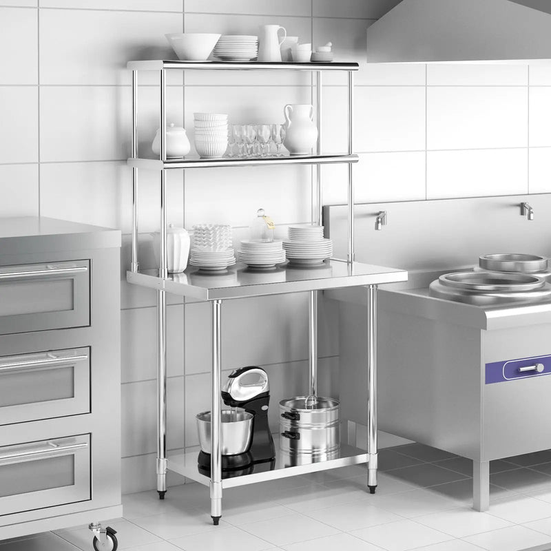 36 x 12 Inch Kitchen Stainless Steel Overshelf with Adjustable Lower Shelf by DirectDeals