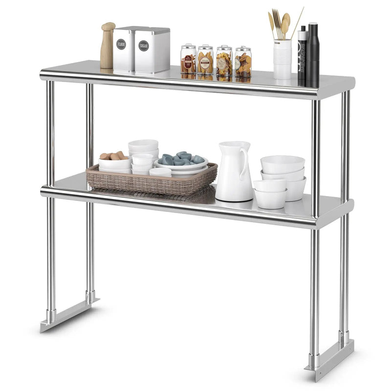 36 x 12 Inch Kitchen Stainless Steel Overshelf with Adjustable Lower Shelf by DirectDeals