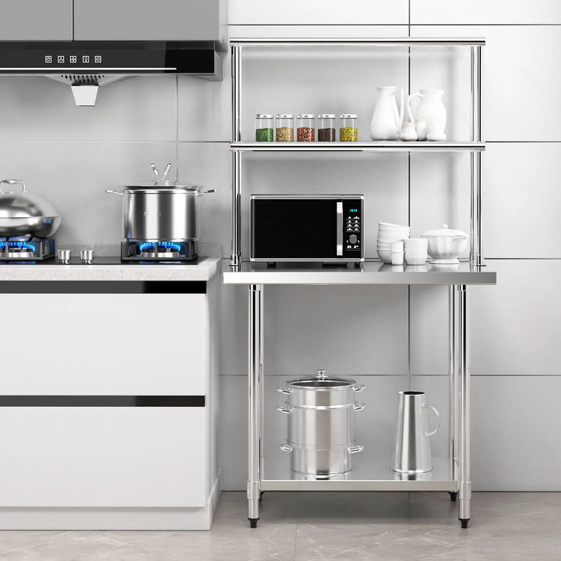 36 x 12 Inch Kitchen Stainless Steel Overshelf with Adjustable Lower Shelf by DirectDeals