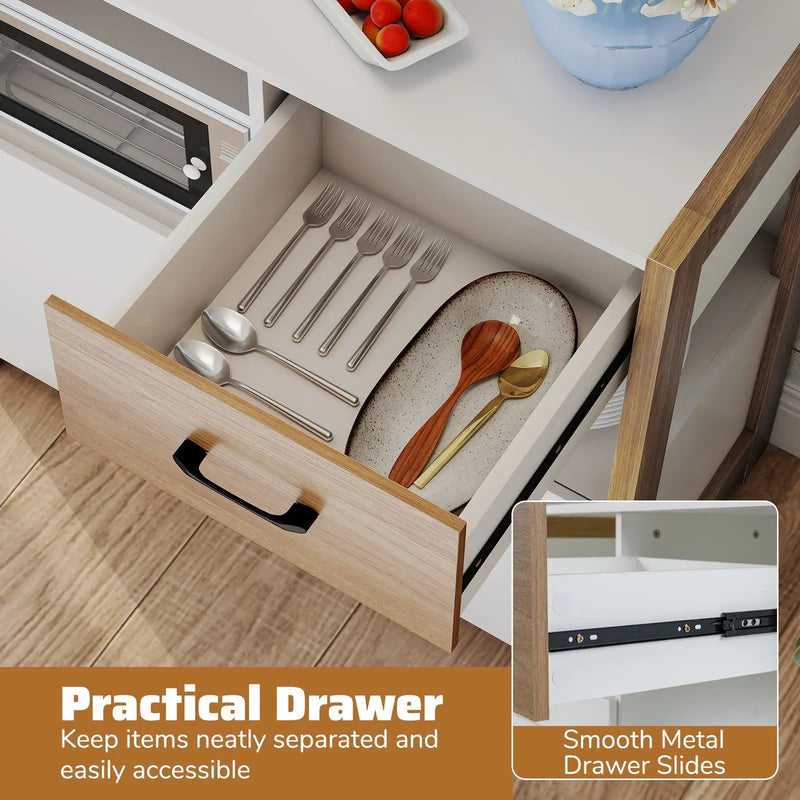 Kitchen Storage Cabinet with Drawer Pull-Out Shelf and 2 Doors-White by DirectDeals
