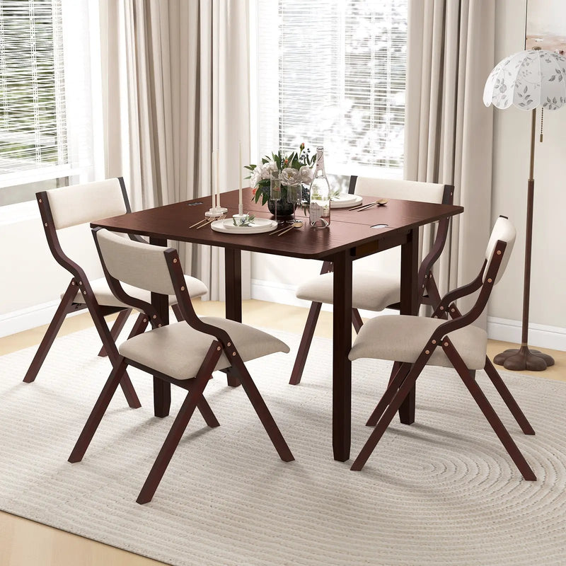 Kitchen Table Set for 2 Expandable Dining Table with 2 Upholstered Folding Chairs by DirectDeals