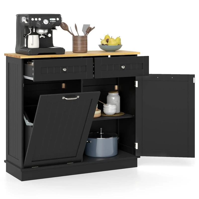 Kitchen Tilt Out Trash Cabinet with 2 Drawers and Adjustable Shelf by DirectDeals