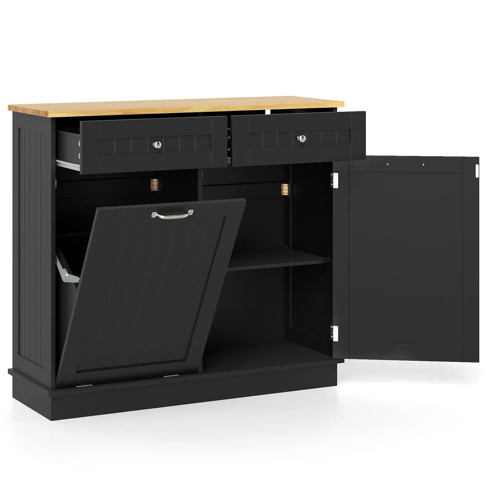 Kitchen Tilt Out Trash Cabinet with 2 Drawers and Adjustable Shelf by DirectDeals