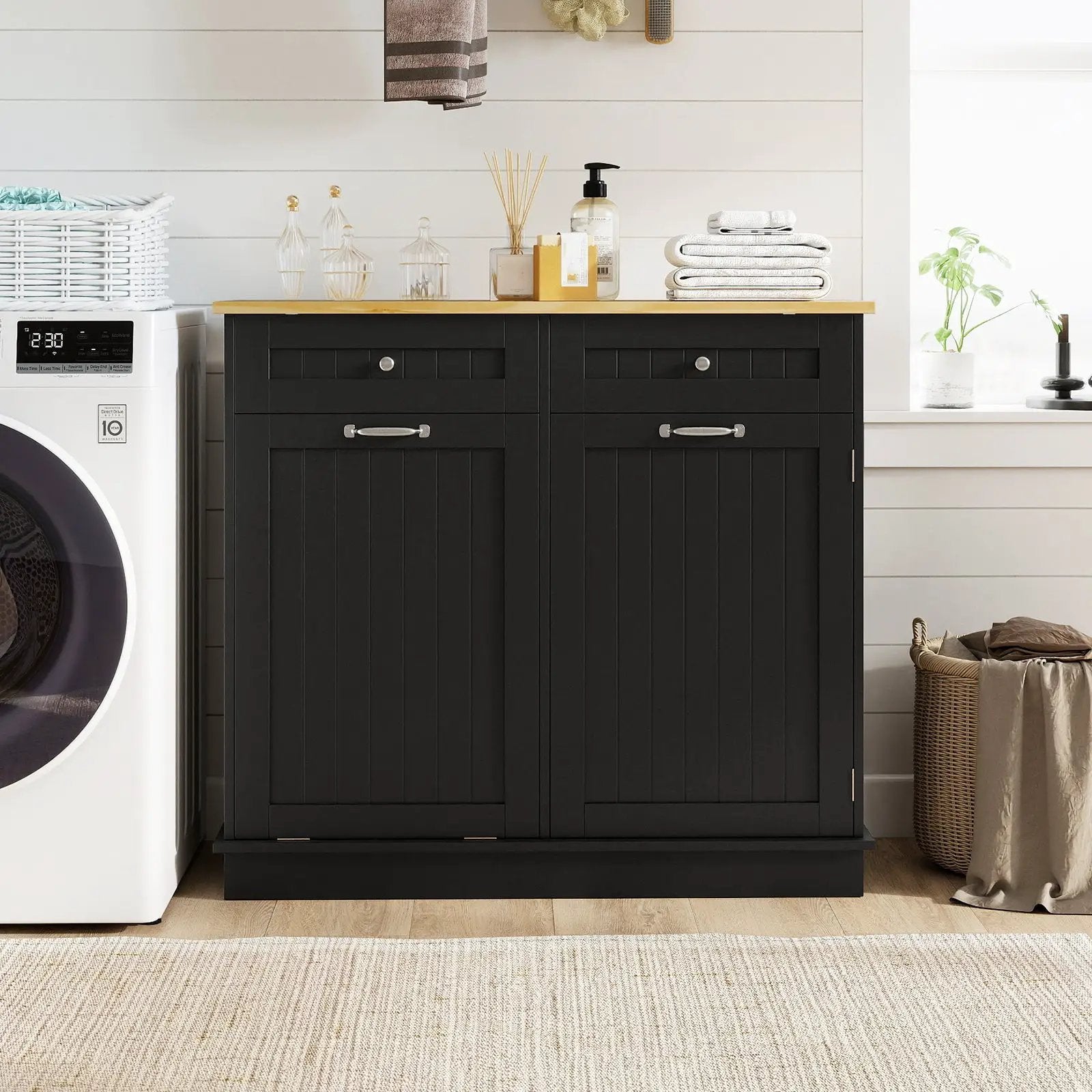 Kitchen Tilt Out Trash Cabinet with 2 Drawers and Adjustable Shelf by DirectDeals