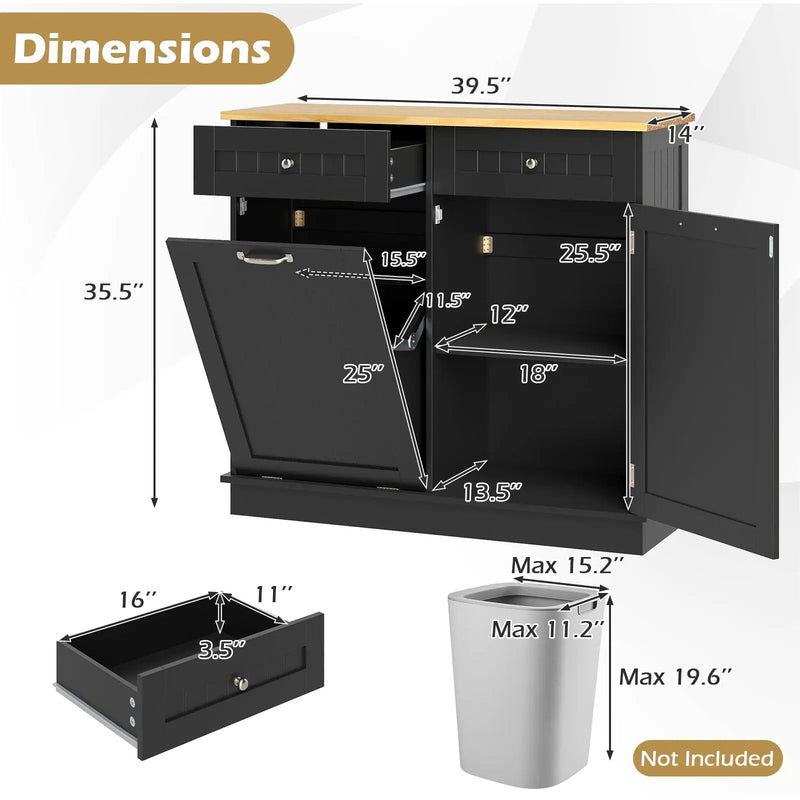 Kitchen Tilt Out Trash Cabinet with 2 Drawers and Adjustable Shelf by DirectDeals