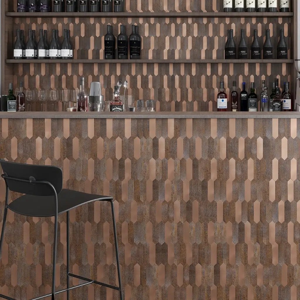Copper 12x12 Honed Brick PVC Peel & Stick Tile (10 pack, 10 sq ft/case) by Apollo Tile