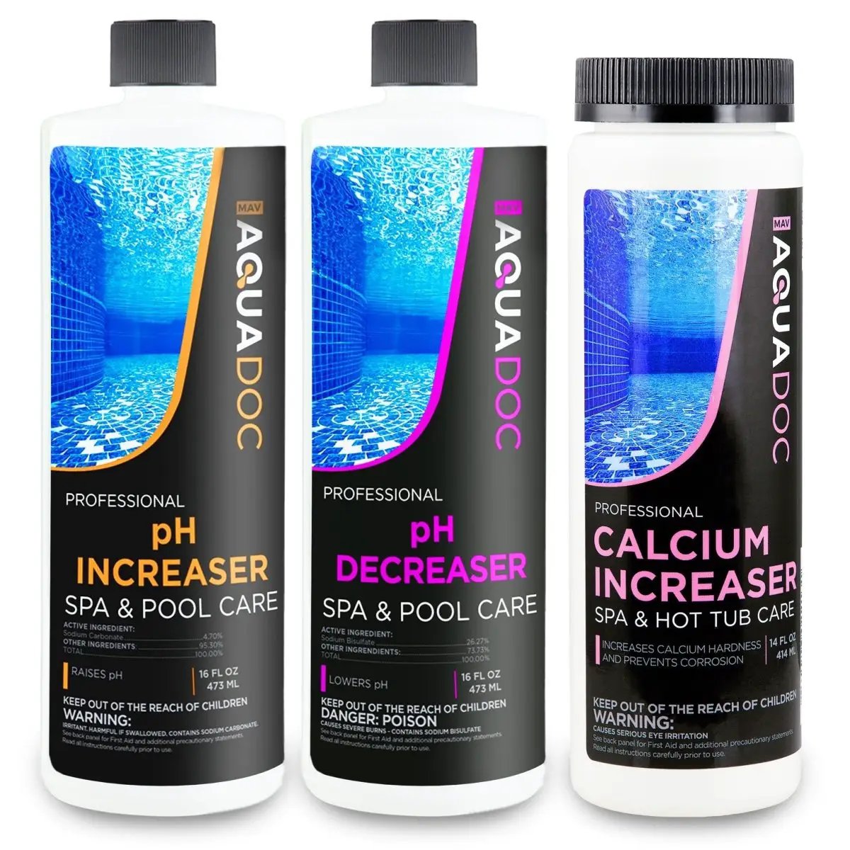 Spa Balancer Kit - pH Increaser + pH Decreaser + Calcium Increaser by AquaDoc