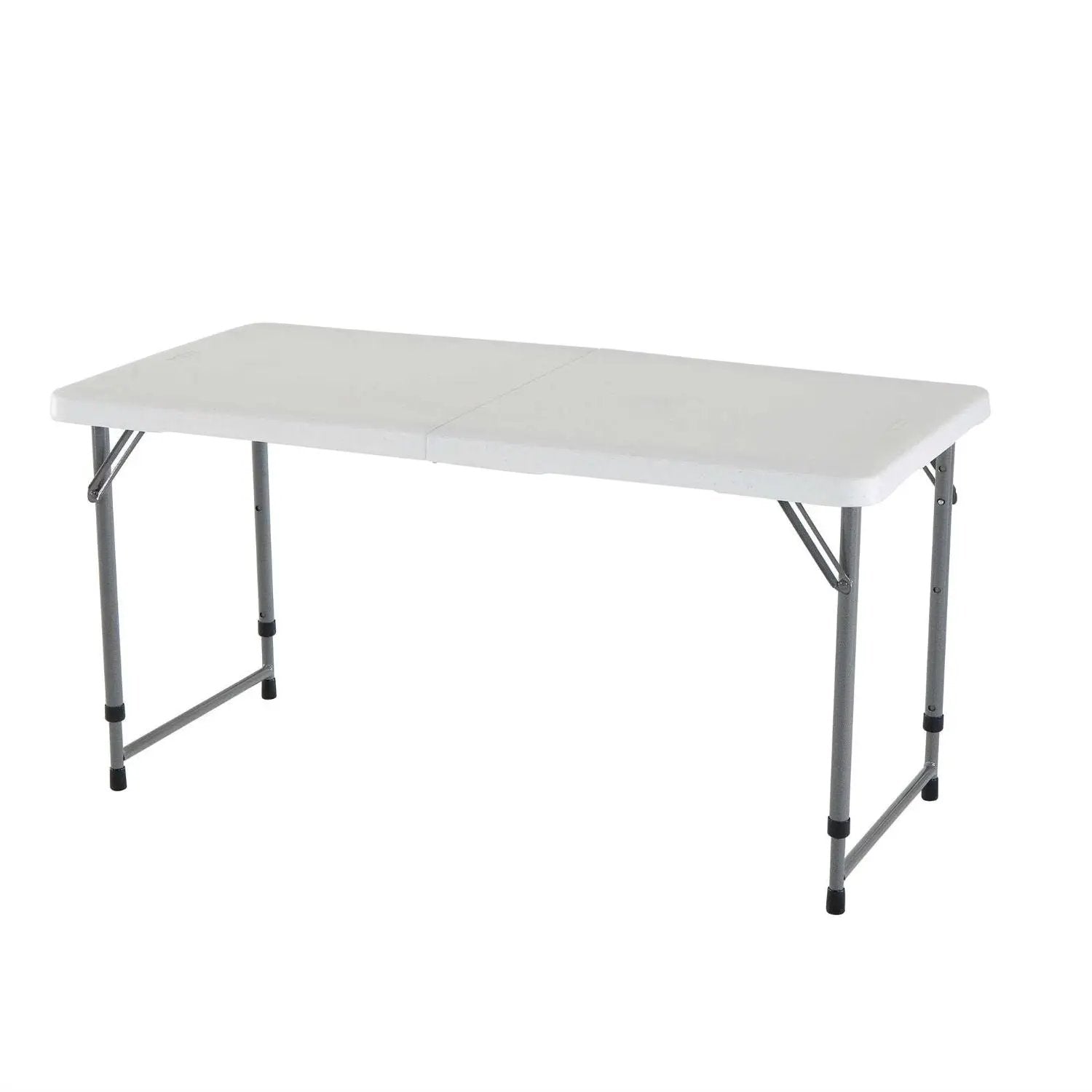 Adjustable Height White HDPE Folding Table with Powder Coated Steel Frame by HomePacific