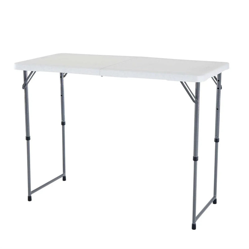 Adjustable Height White HDPE Folding Table with Powder Coated Steel Frame by HomePacific