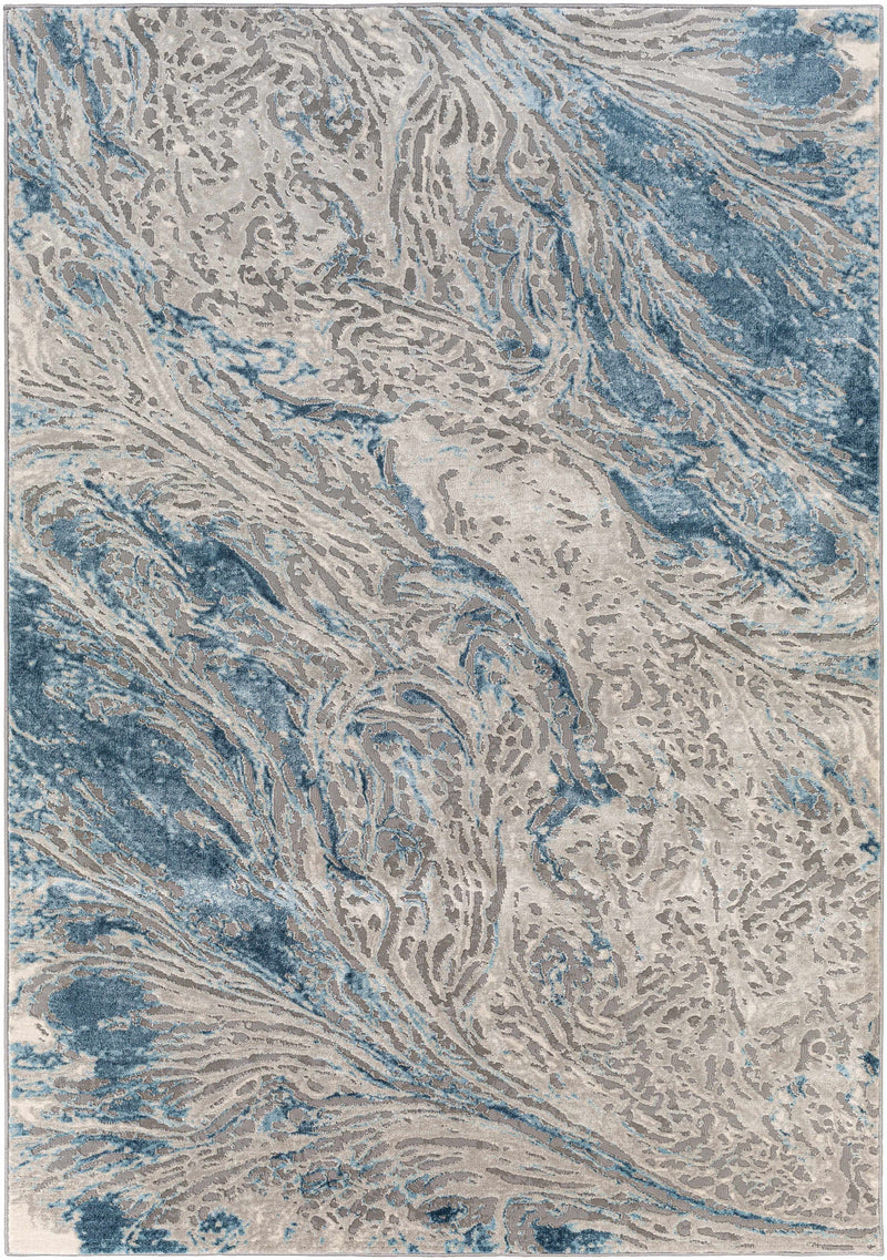 Lambton Blue Marble Area Rug - Clearance by Boutique Rugs